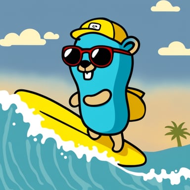 Go Blue Gopher enjoys surfing.