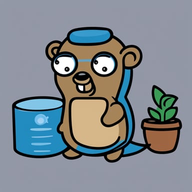 Create a gopher named Go Blue Gopher that illustrates a connection between PostgreSQL and eBPF.