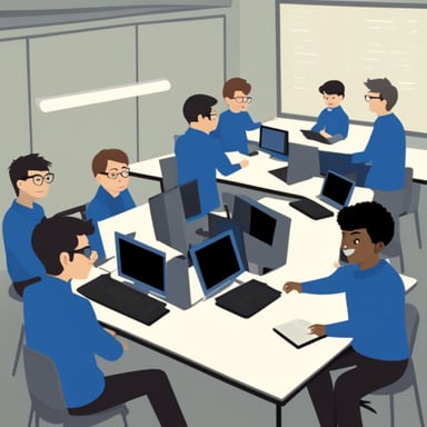 6 go blue gophers in an open space programming