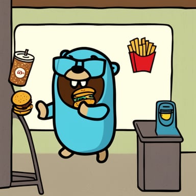 Go Blue Gopher selects a meal from a fast food totem.