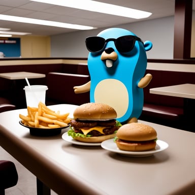 Go Blue Gopher selects a meal from a fast food totem.