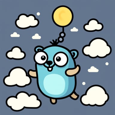 Go Blue Gopher flying in clouds