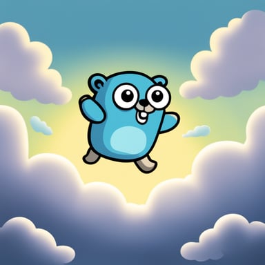 Go Blue Gopher flying in clouds