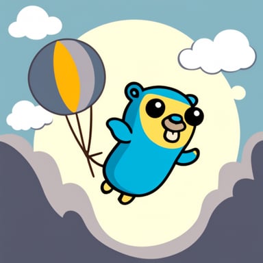 Go Blue Gopher flying in clouds