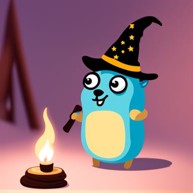 Go Blue Gopher with a wizard hat