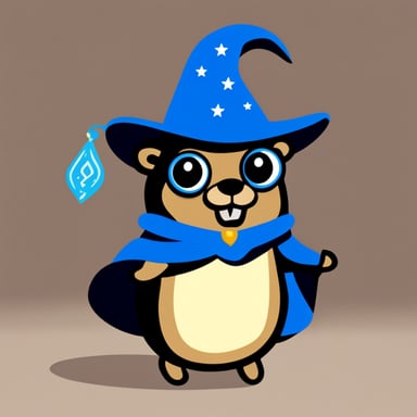 Go Blue Gopher with a wizard hat and cape
