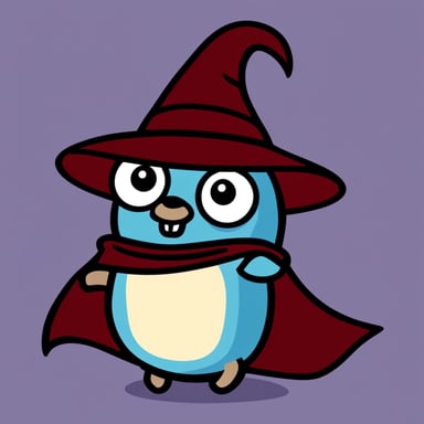 Go Blue Gopher with a wizard hat and cape