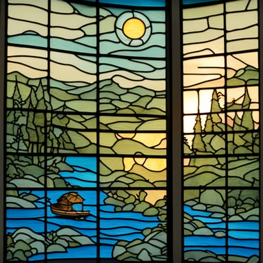 The stained glass windows depict various scenes featuring Go Blue Gopher, adding a unique and colorful touch to the setting.