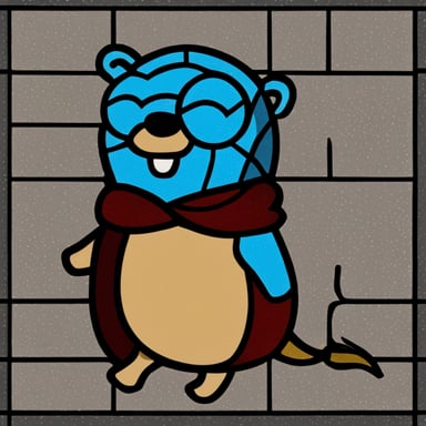 Go Blue Gopher as a stained glass window.