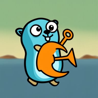 Go Blue Gopher holding orange anchor
