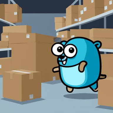 Go Blue Gopher is seen pushing boxes around.