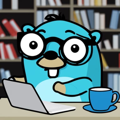 Go Blue Gopher is seen working with some nerdy glasses.