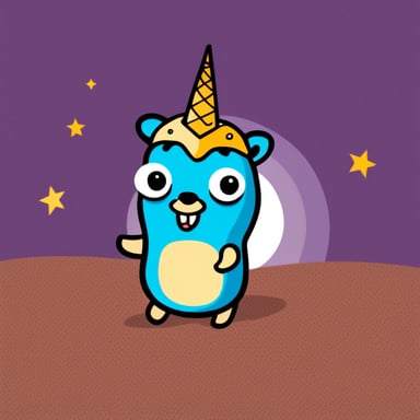 Go blue gopher as a unicorn using Mac Sonoma