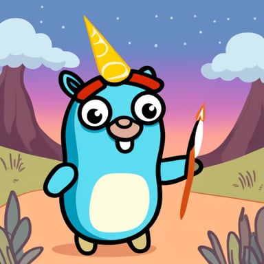 Go blue gopher as a unicorn using Mac Sonoma