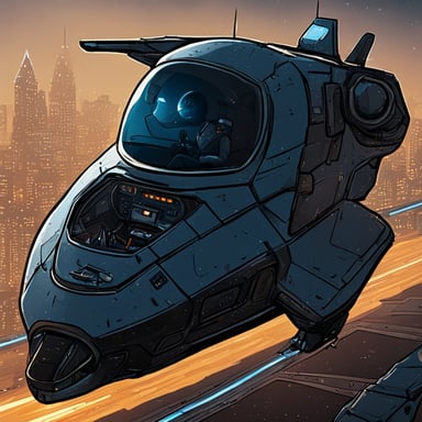 Go Blue Gopher in a 1-seater spacecraft, with an open cockpit reminiscent of a cyberpunk cityscape.