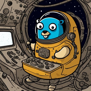 Go Blue Gopher in a spacecraft.