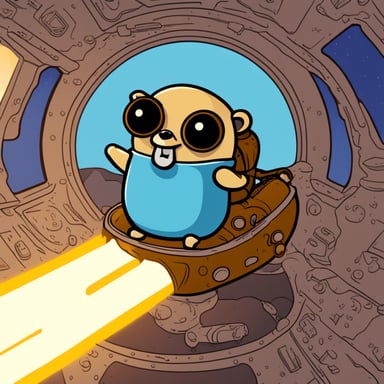 Go Blue Gopher in a spacecraft.