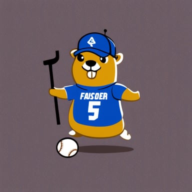 Go Blue Gopher sports a blue t-shirt with FDS written in white on it.