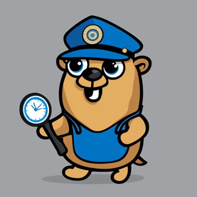Go Blue Gopher, a simple classic mascot who loves real-time tracking of shipments, with a transparent background suitable as a GitHub repo hero logo.