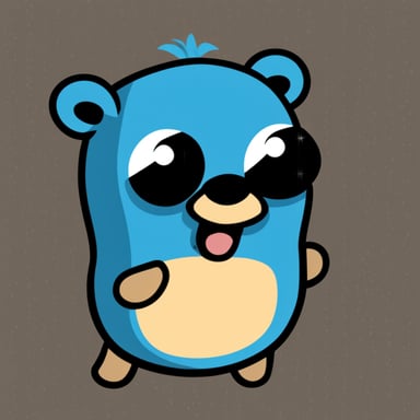 Go Blue Gopher, a simple classic mascot who loves real-time tracking of shipments, with a transparent background suitable as a GitHub repo hero logo.