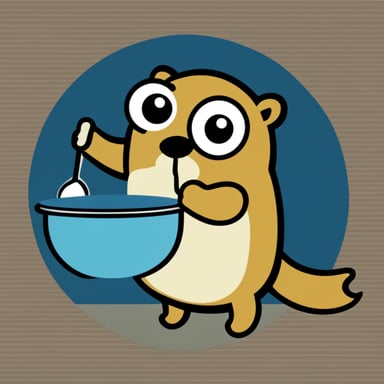 A really simple Go Blue Gopher icon who's holding a serving plate.