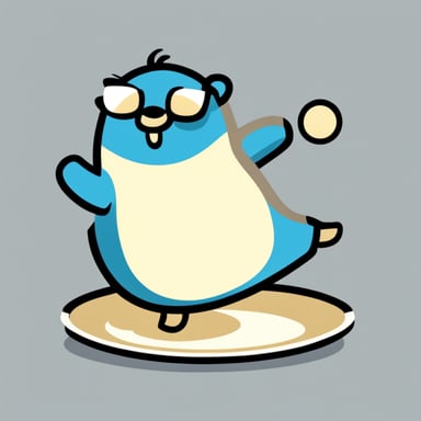 A really simple Go Blue Gopher icon who's holding a serving plate.