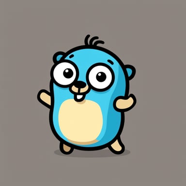 A simple Go Blue Gopher icon who was struck by static electricity.
