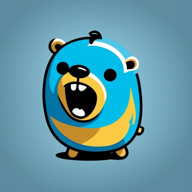 A simple Go Blue Gopher icon who was struck by static electricity.