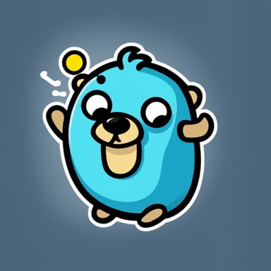 A simple Go Blue Gopher icon who was struck by static electricity.