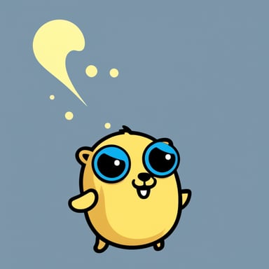 A simple Go Blue Gopher icon who was struck by static electricity.