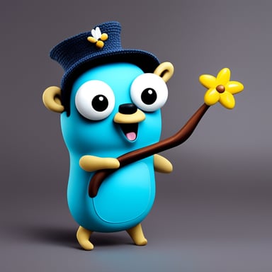 I want a Go Blue Gopher with a bee hat - it should somehow resemble a combination of Golang and eBPF.