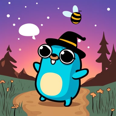 I want a Go Blue Gopher with a bee hat - it should somehow resemble a combination of Golang and eBPF.