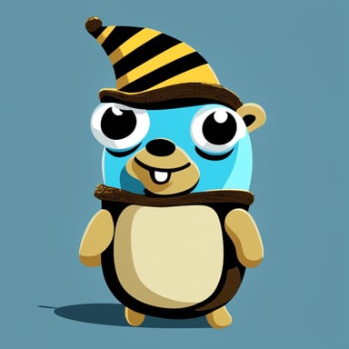I want a Go Blue Gopher with a bee hat - it should somehow resemble a combination of Golang and eBPF.