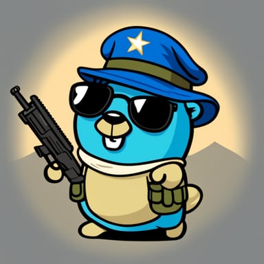 Go Blue Gopher as a cool blue Israeli defense forces soldier with Israeli flag