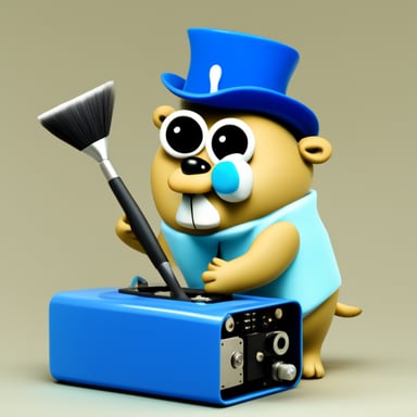 Go blue gopher cleaning a hard drive.
