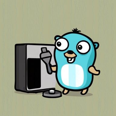 Go blue gopher cleaning a hard drive.