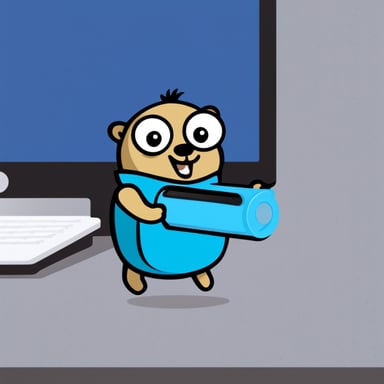 Go blue gopher cleaning a hard drive.