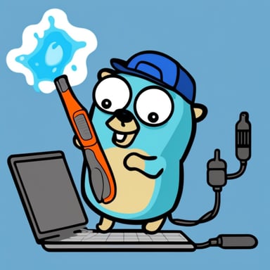 Go blue gopher cleaning a hard drive.