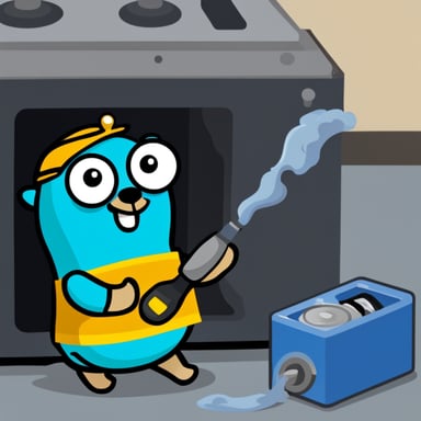 Go Blue Gopher cleaning a hard drive.