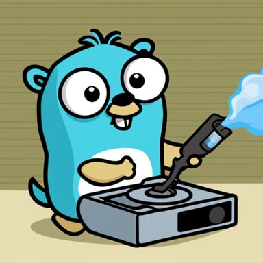 Go Blue Gopher cleaning a hard drive.