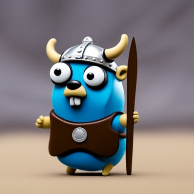 Go Blue Gopher protecting as a Viking Gopher.