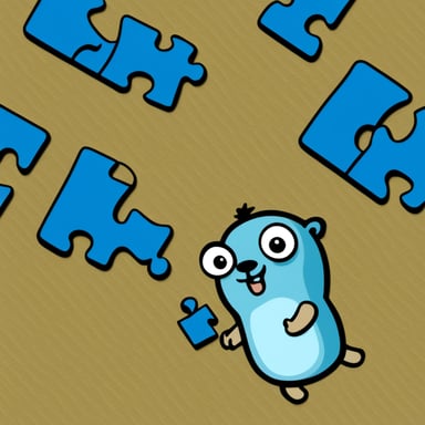 Go Blue Gopher trying to put two pieces of puzzle together.