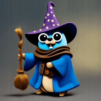 Go blue gopher as wizard gopher with xrpl merch.