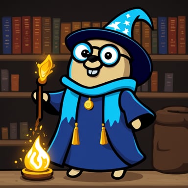 Go blue gopher as wizard gopher with xrpl merch.