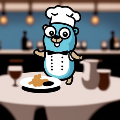 Go blue gopher as a waiter