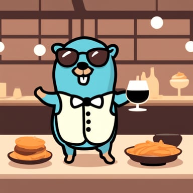 Go blue gopher as a waiter