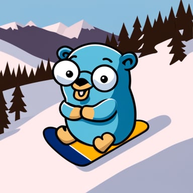 Go blue gopher on a snowboard