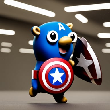 Go Blue Gopher, with a Matrix background, holds a Captain America shield adorned with the Pi-hole logo, as it defends against symbols representing advertisements and online trackers.