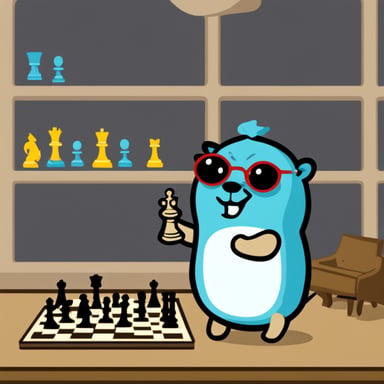 Go Blue Gopher playing chess.