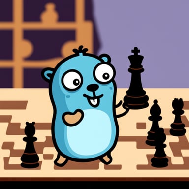 Go Blue Gopher playing chess.